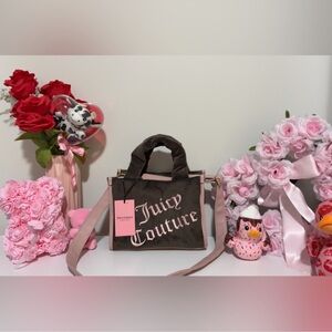 Juicy Couture Brown and Pink Mini Logo Tote NWT